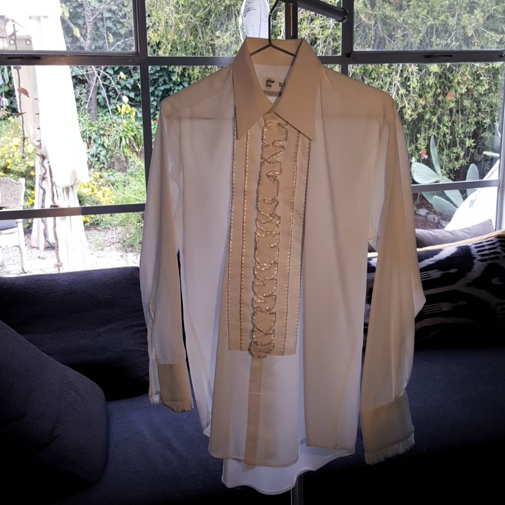 After six men's ruffled tux shirt